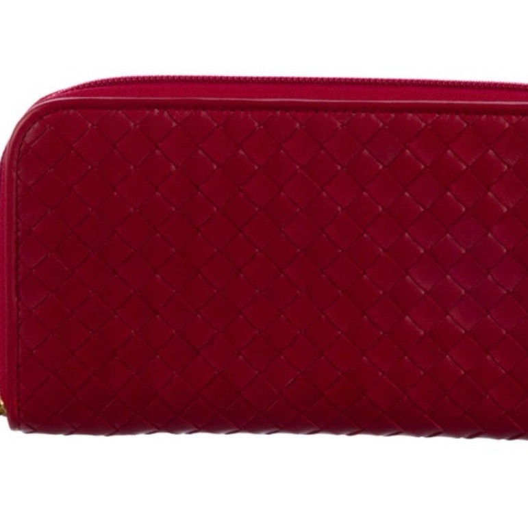 Bottega Veneta Red Woven Wallet
